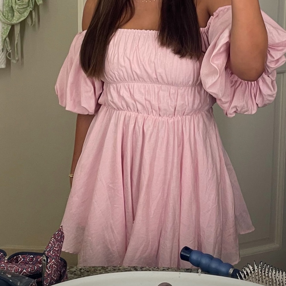 Pink petal and pup dress